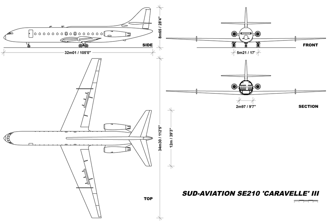 Sud-Aviation SE-210 Caravelle aircraft profile